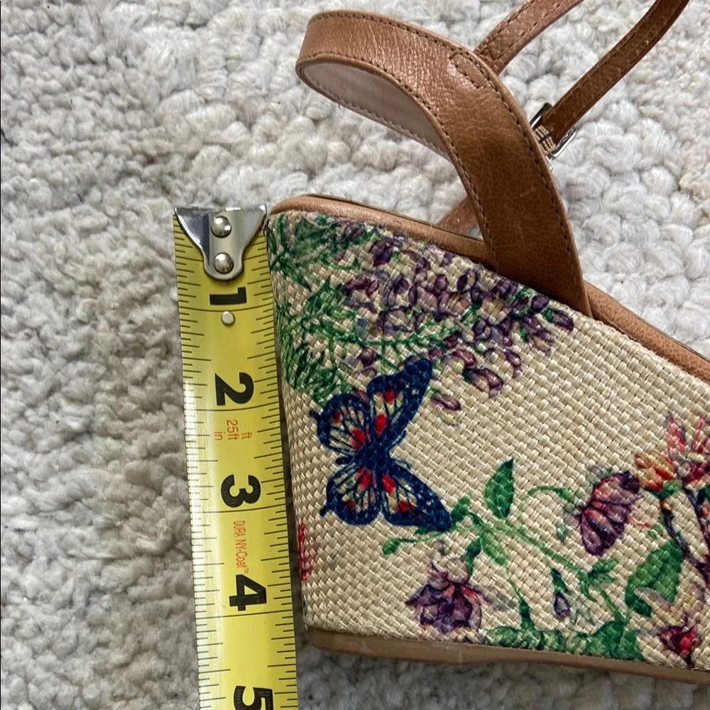 Anthropologie Raphaella Booz Tan Wedge Sandals with Embellishments